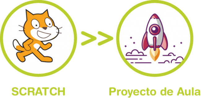 Scratch logo con cohete