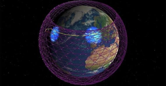 red de satélites sobre la tierra